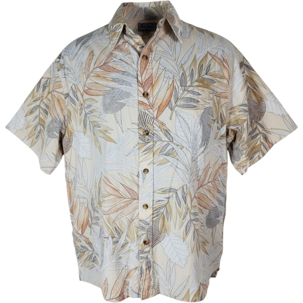 Tori Richard Honolulu Mens 2XL Hawaiian Shirt Tropical Leaf Short Sleeve